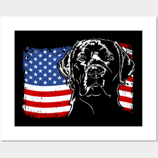 Proud Labrador Lab American Flag patriotic dog Posters and Art